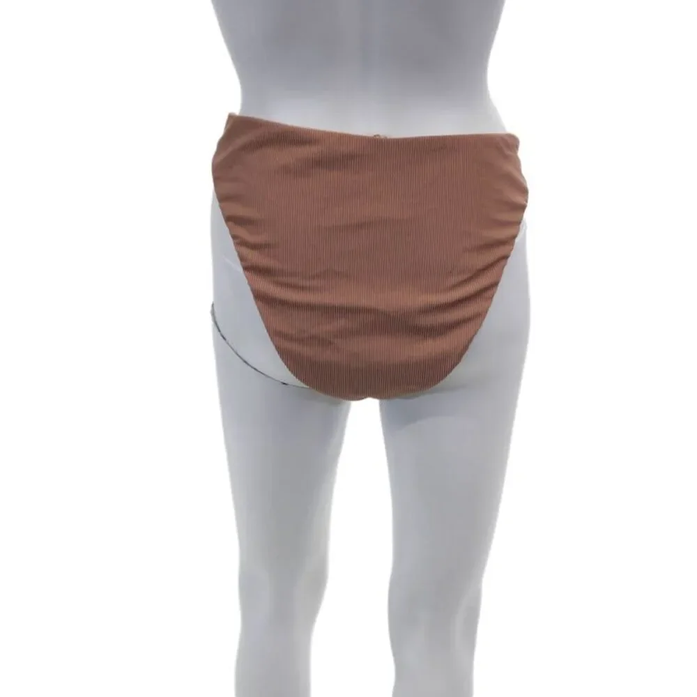 Good American Womens Cheeky Ribbed Knit Better Bikini Bottoms Nude Size 5
